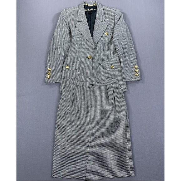 Vintage Escada Skirt Suit Womens 36 Wool Blend Blazer Pencil Suit 90s Germany - Picture 1 of 16